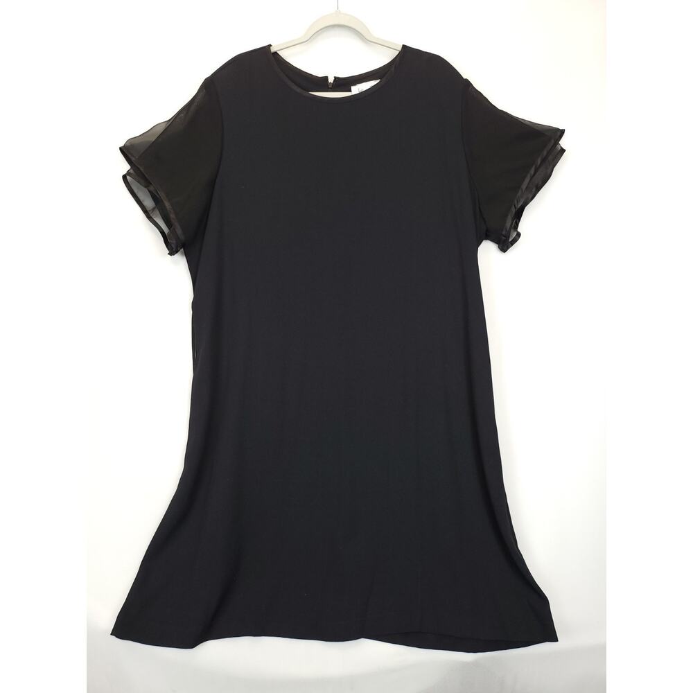 Jeffrey & Dara Dress Tie Back Sheer Short Sleeve Women 22 Black Modest Capsule